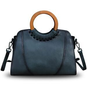 8972 Leather Top Handle Handbag Purse Satchel Retro Cowhide Handmade